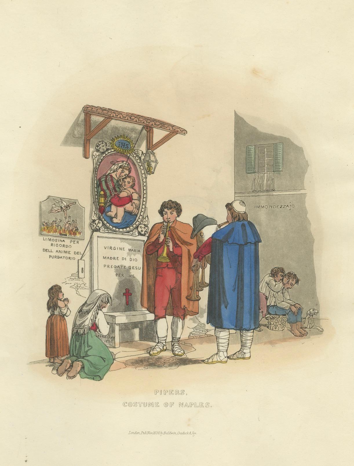 Pèlerins napolitains - Gravure à l'eau-forte de 1819 de Pinelli & Bridgens en vente 1