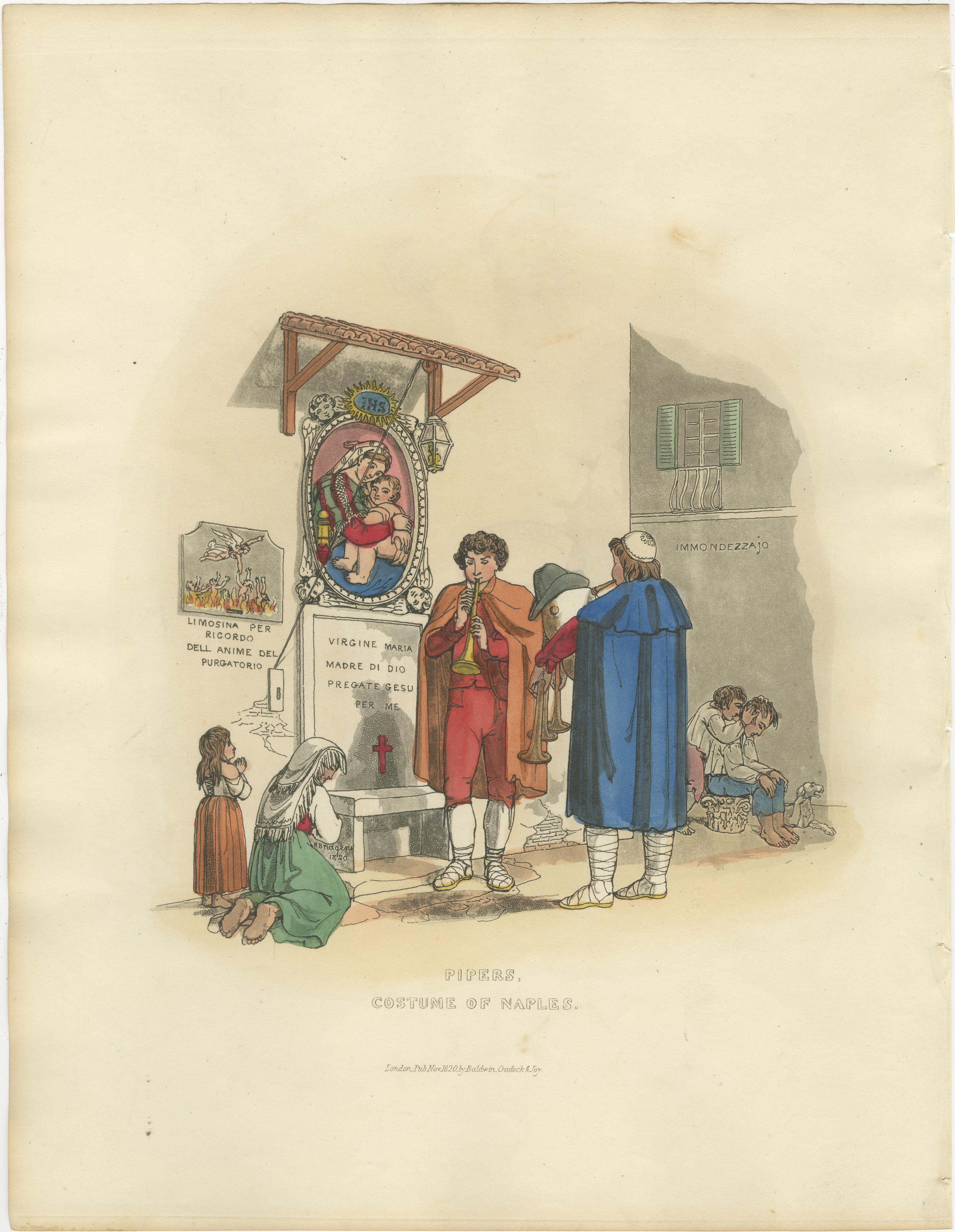 Pèlerins napolitains - Gravure à l'eau-forte de 1819 de Pinelli & Bridgens en vente 2