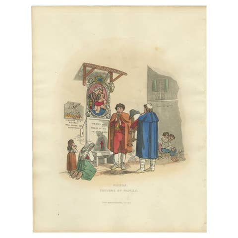 Neapolitan Pilgrims Etching - 1819 Pinelli & Bridgens Print