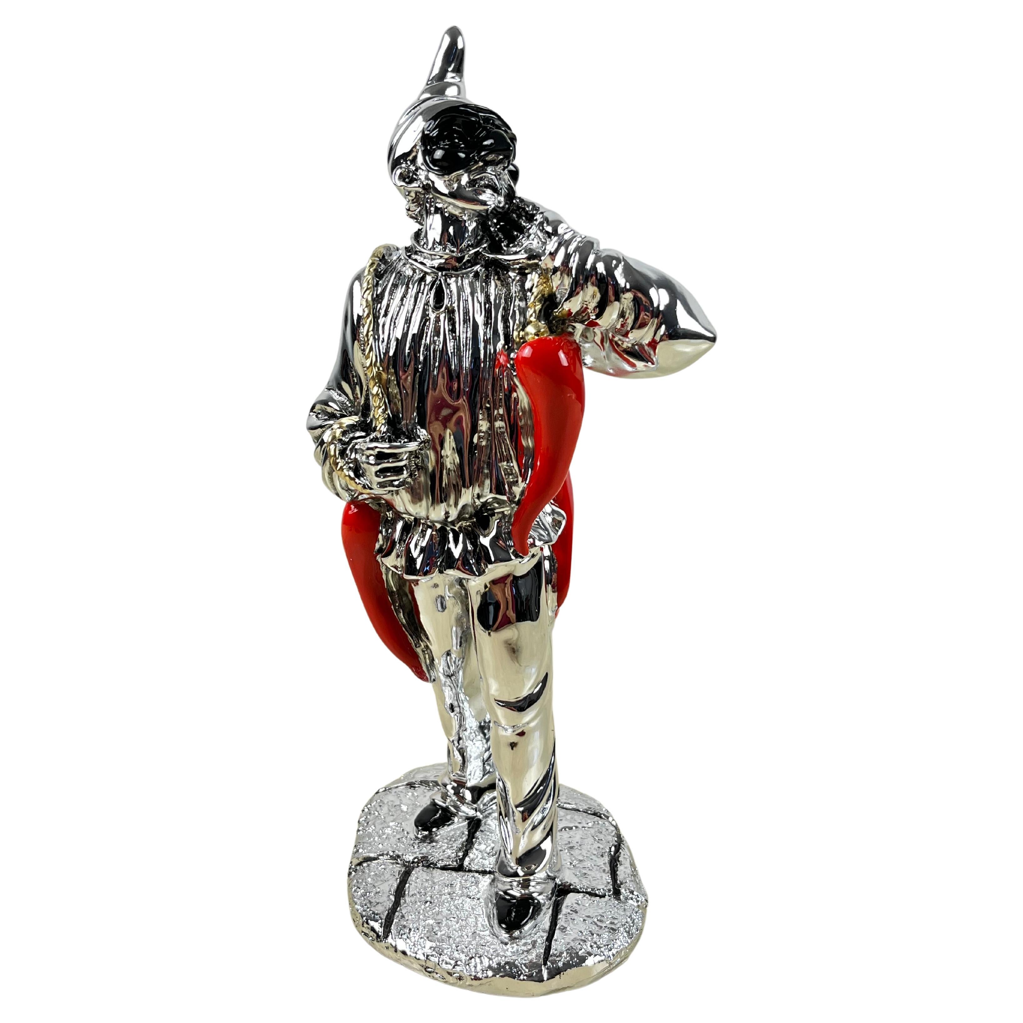 Neapolitan Pulcinella in silver foil, made in Italy, 90s
Very good condition, enamelled parts