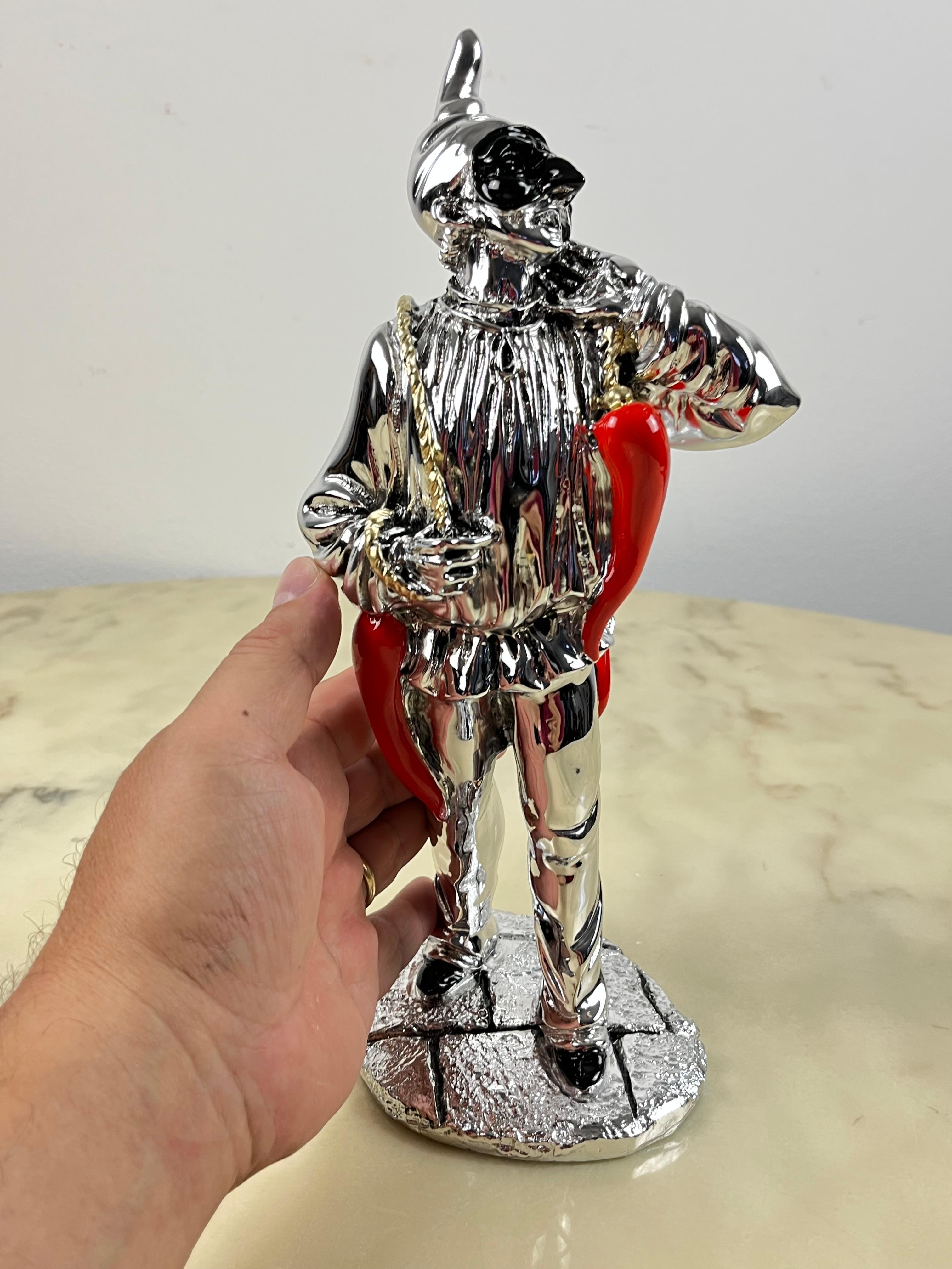 Other Neapolitan Pulcinella in Silver Foil, made in Italy, 90s For Sale