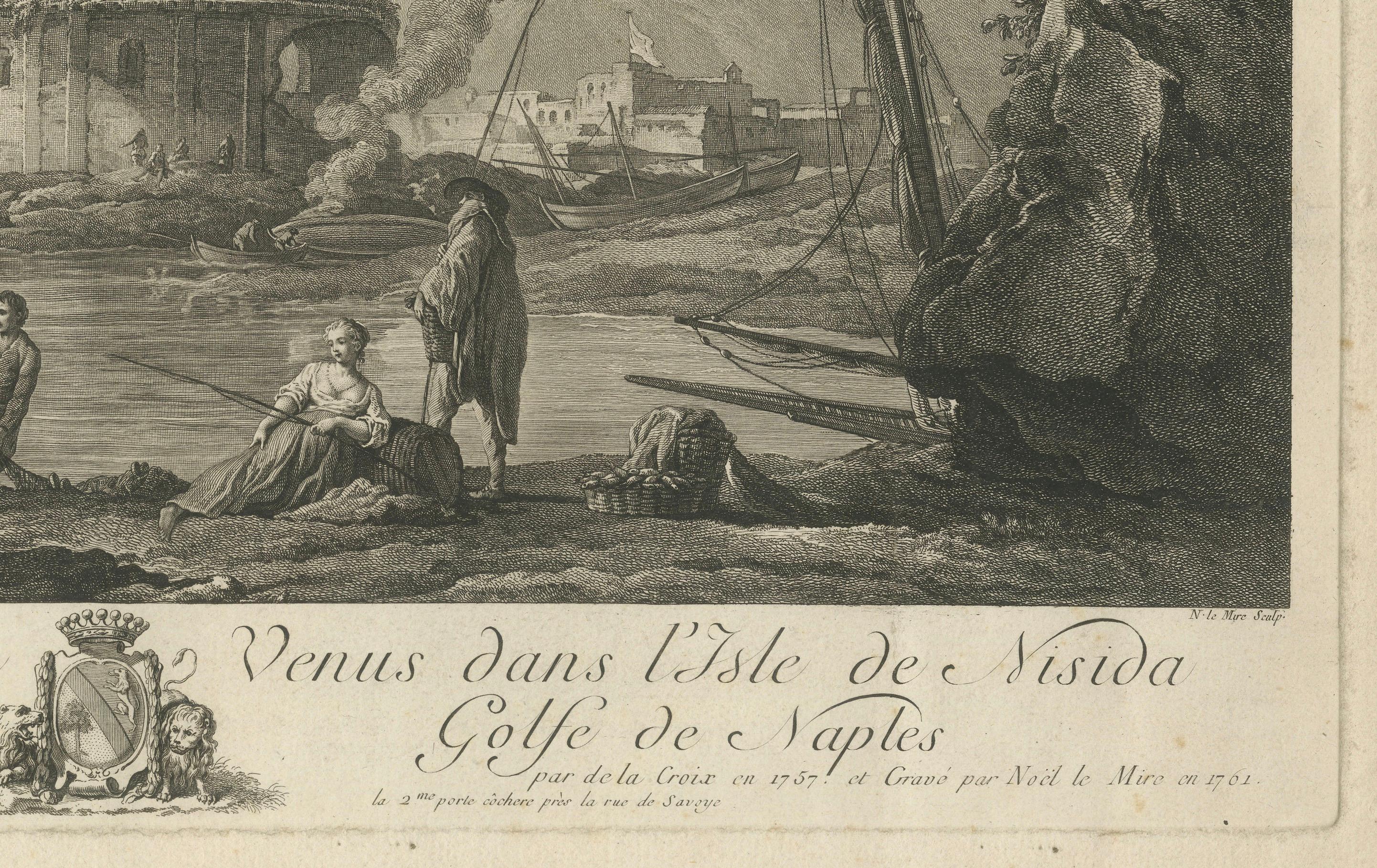 Neapolitanische Ruinen - Antike gestochene Ansicht des Venustempels, Nisida, 1761 (Französisch) im Angebot