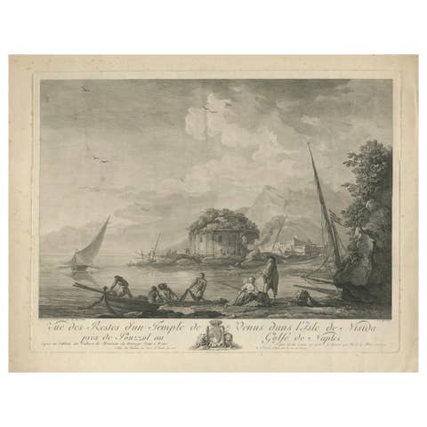 Neapolitan Ruins – Antique Engraved View of the Temple of Venus, Nisida, 1761