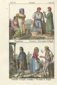 Femmes napolitaines, un pêcheur, un batelier et des paysans de Naples, 1842