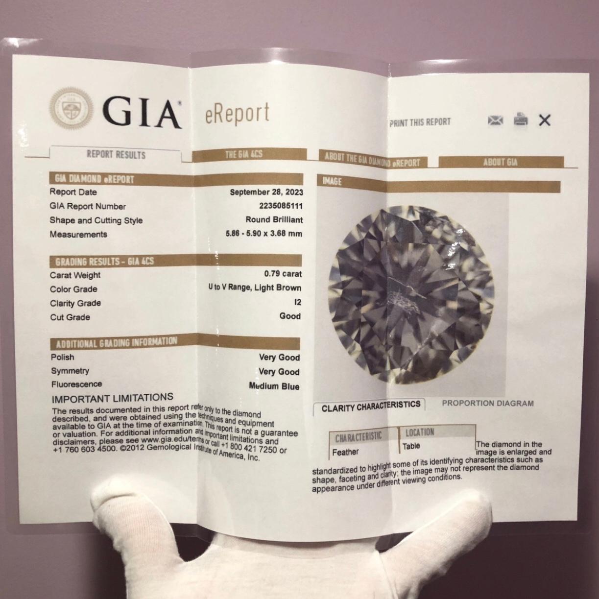 Near 1 Carat Ct GIA Natural Solitaire Round Diamond Pendant Necklace 14k Gold In New Condition For Sale In New York, NY
