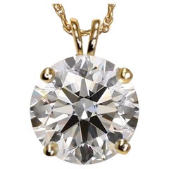 Near 1 Carat Ct GIA Natural Solitaire Round Diamond Pendant Necklace 14k Gold