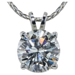 Près de 1 Carat Ct Real Natural Solitaire Round Diamond Pendant Necklace 14k Gold 2