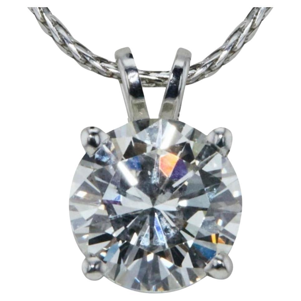 Près de 1 Carat Ct Real Natural Solitaire Round Diamond Pendant Necklace 14k Gold 2 en vente