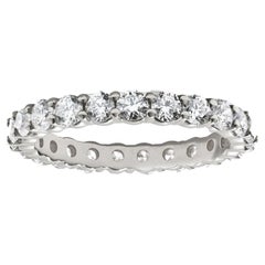 Near 2 Carat Ct Natural Real Round Diamond Eternity Band Ring 14k White Gold 1