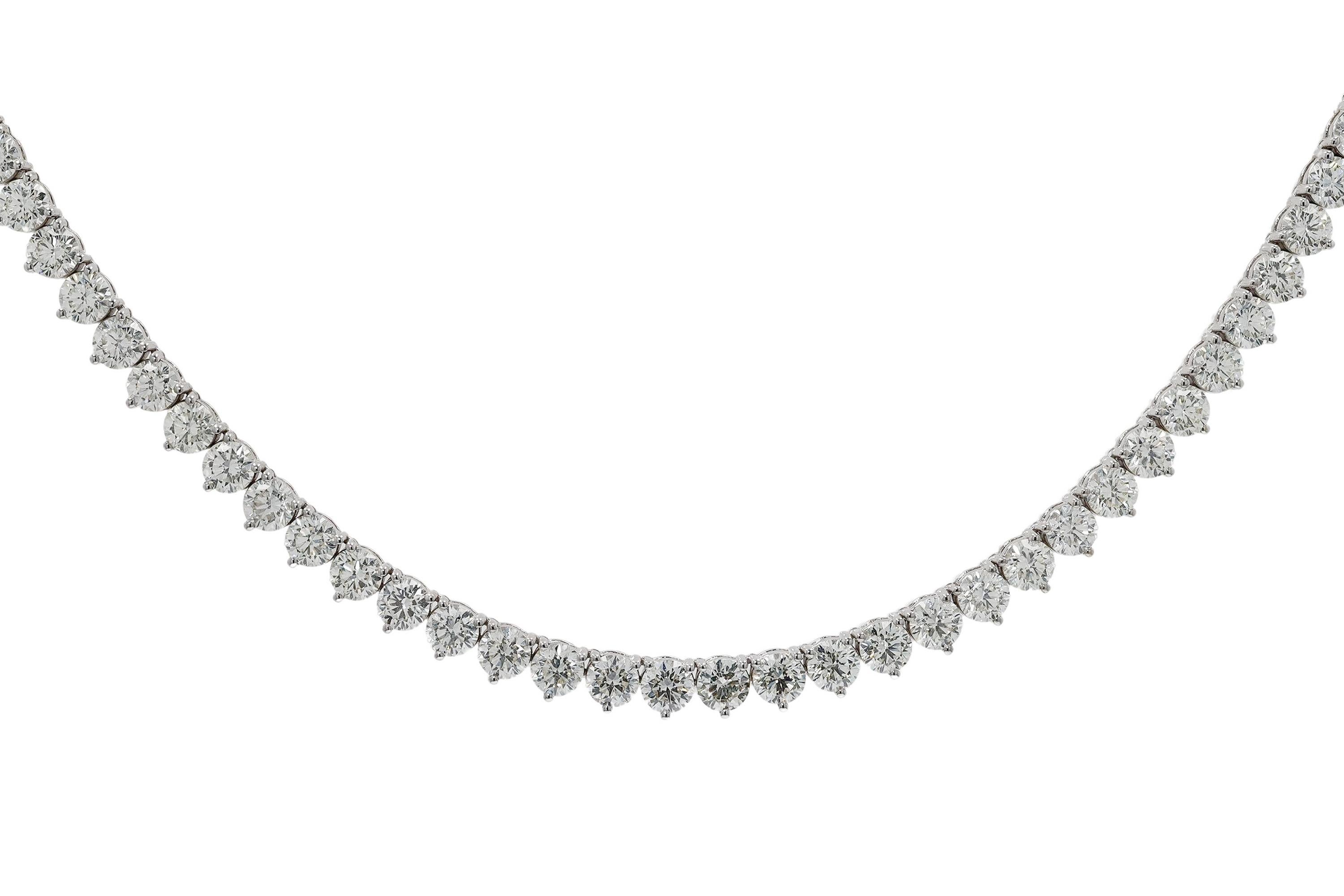 Contemporary 24,29 Karat VS Diamant Riviera Tennis Halskette (Rundschliff) im Angebot