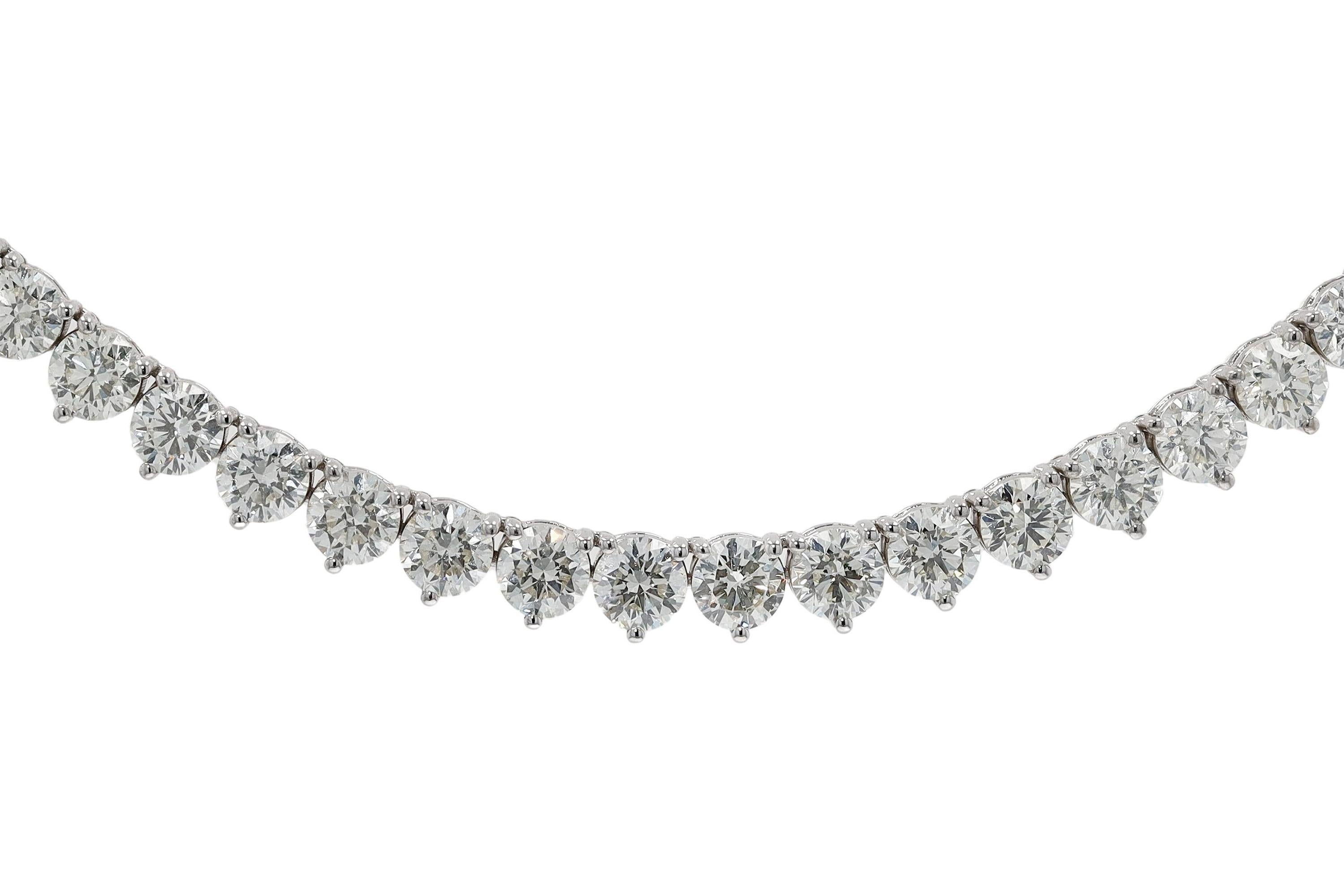 Contemporary 24,29 Karat VS Diamant Riviera Tennis Halskette im Zustand „Hervorragend“ im Angebot in Santa Barbara, CA