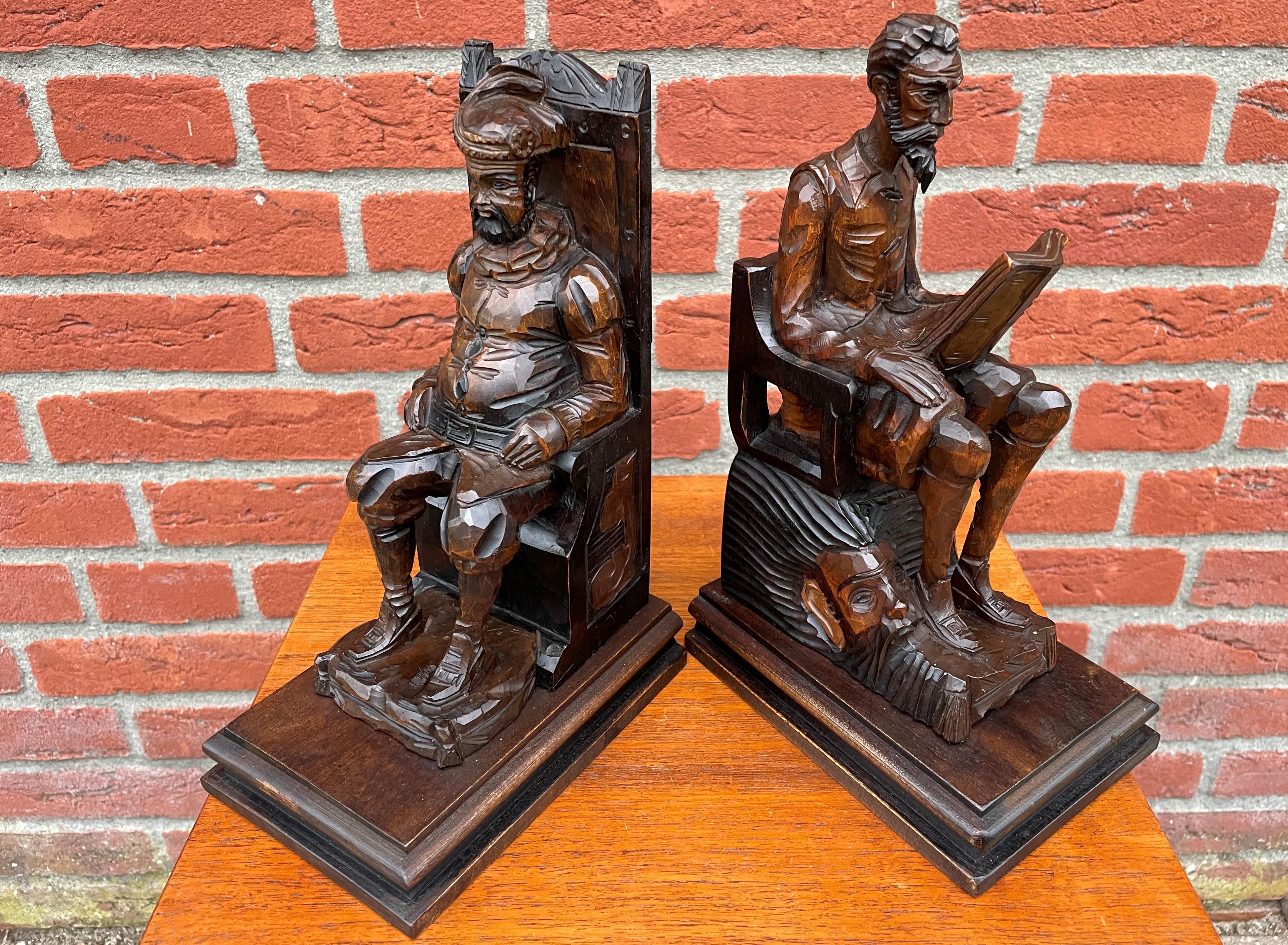 Very well carved and superb condition, famous novel bookends.

If you are looking for a pair of decorative, practical and beautifully hand-crafted bookends then this rare pair could be perfect for you. The taller and slimmer figure obviously is Don