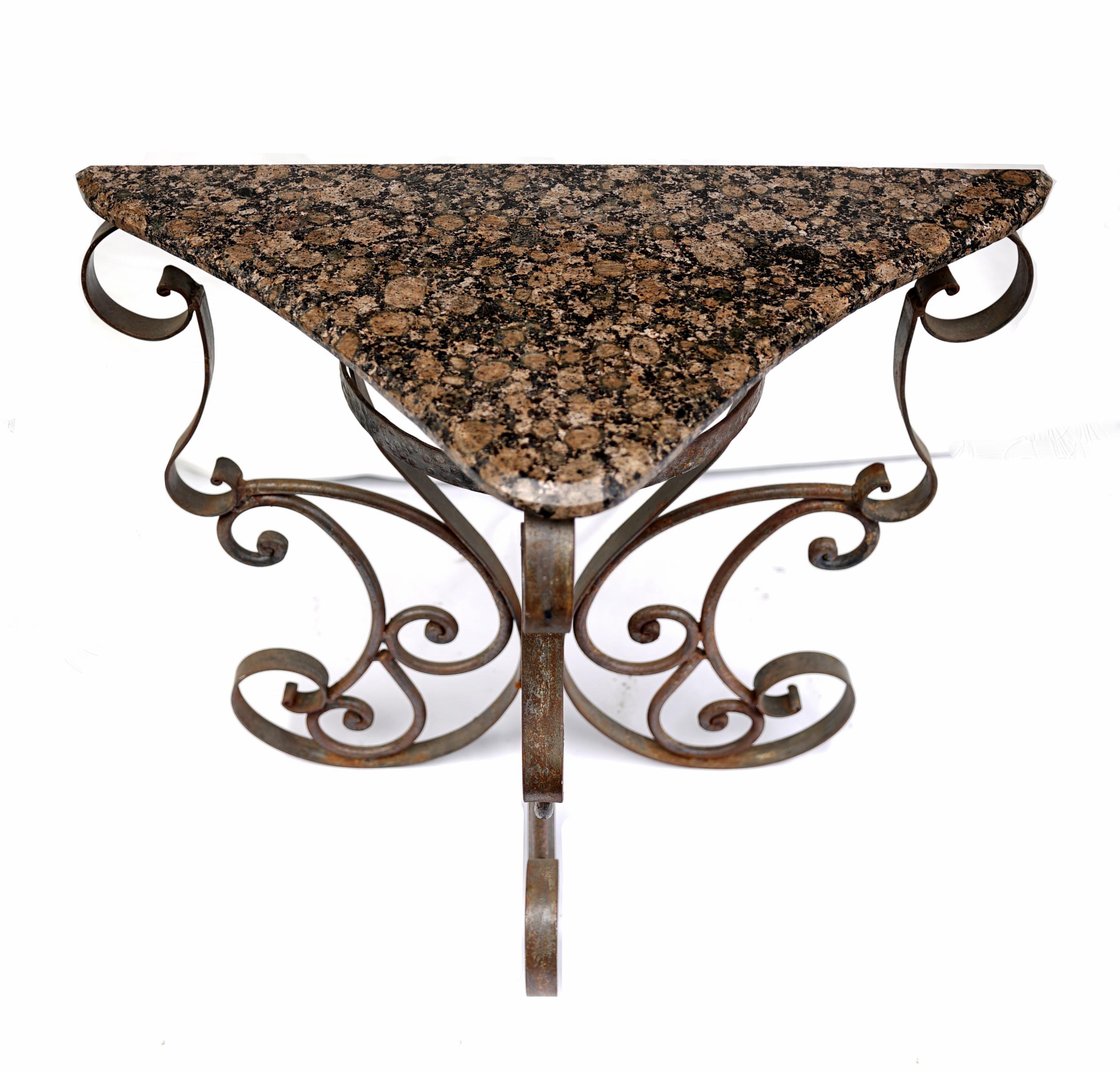 Ancienne table d'angle Art déco Hollywood Regency montée sur mur, plateau en marbre en vente 8