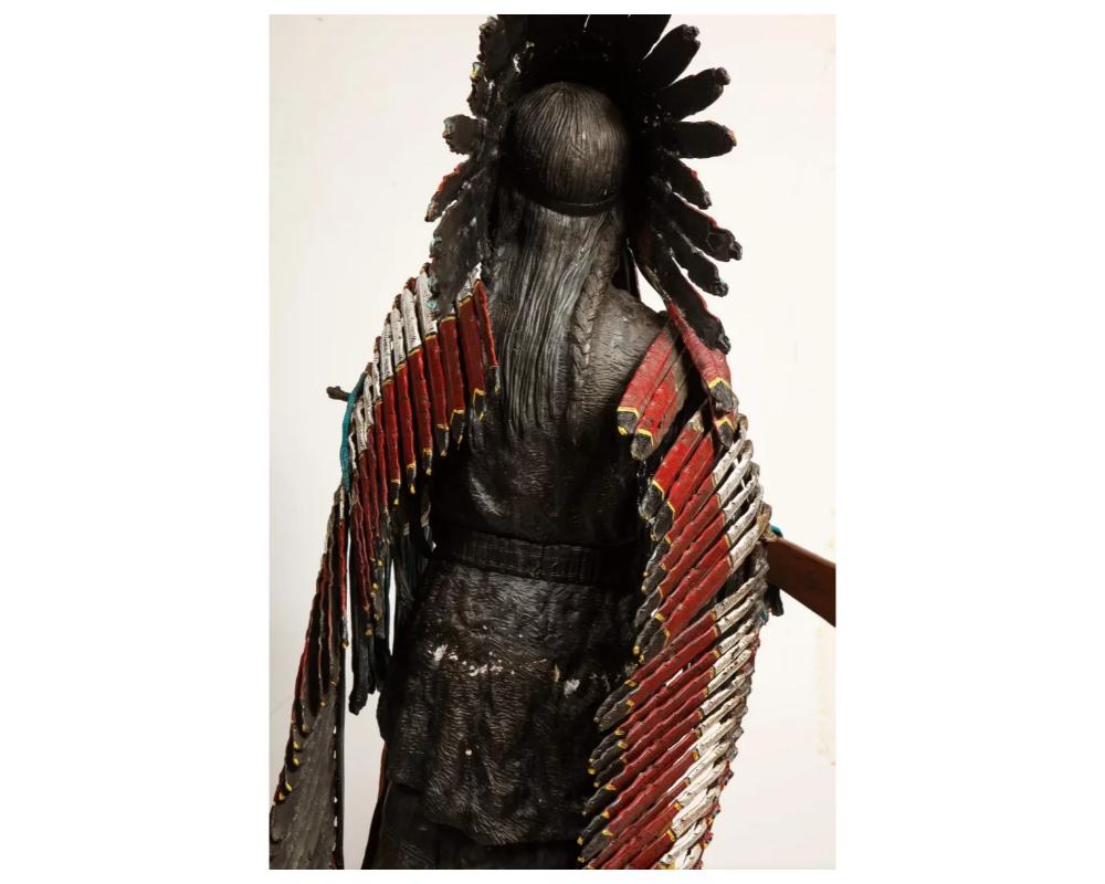 Near Life-Size Polychrome Bronze of a Native American Indian Chief after Kauba 8