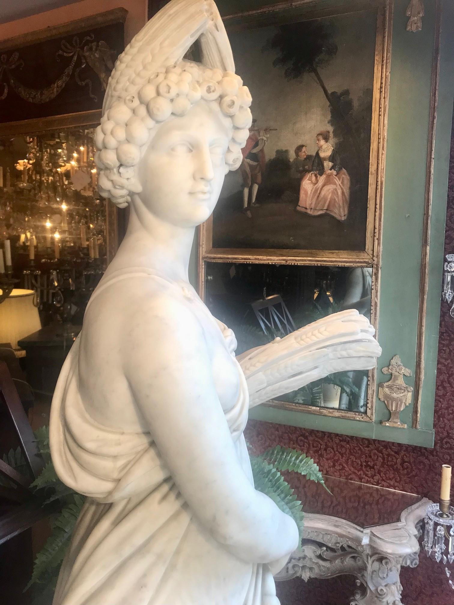 Near Life-Sized Italian White Marble Figure of Ceres, After the Antique 6