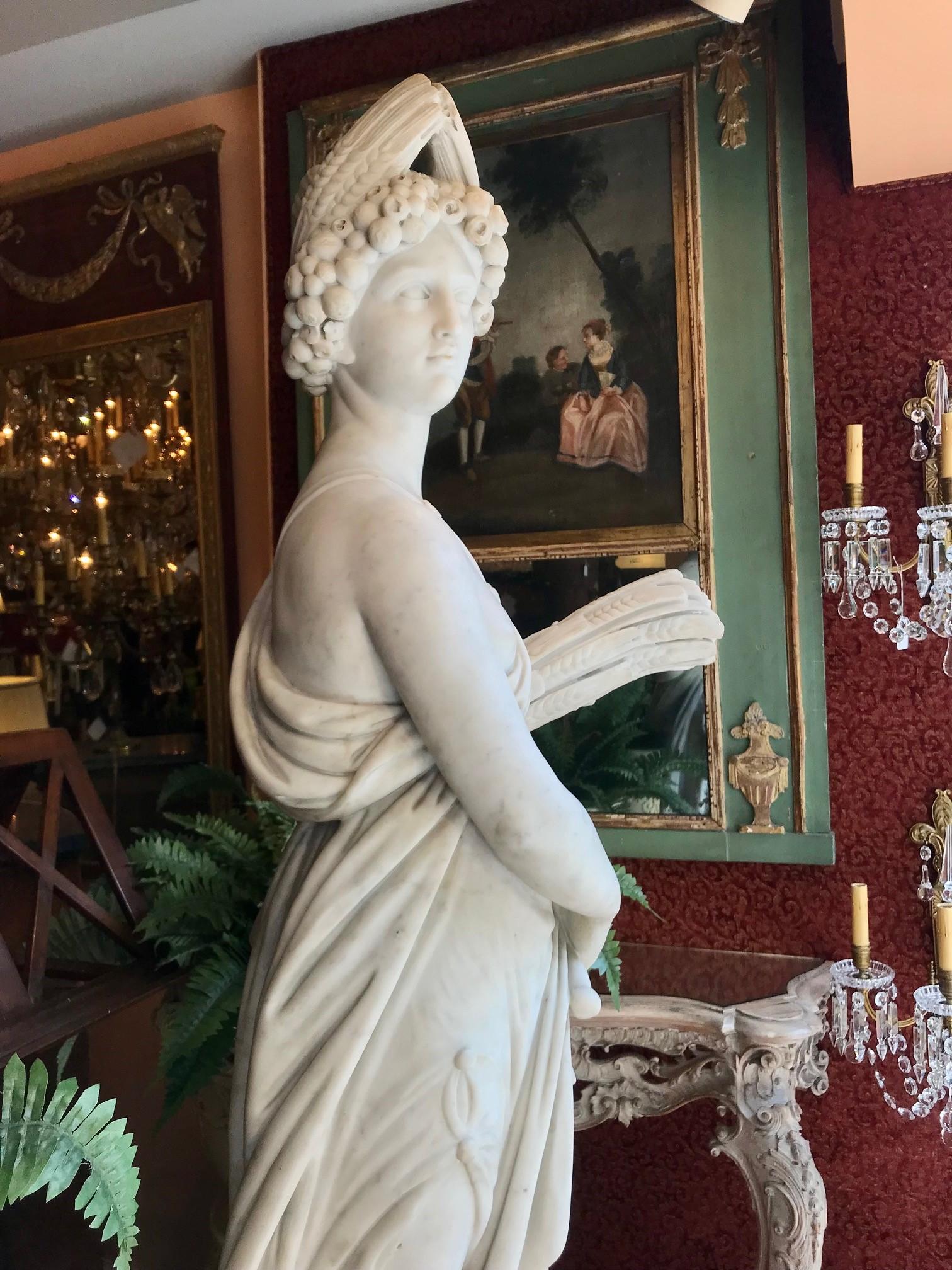 Near Life-Sized Italian White Marble Figure of Ceres, After the Antique 7
