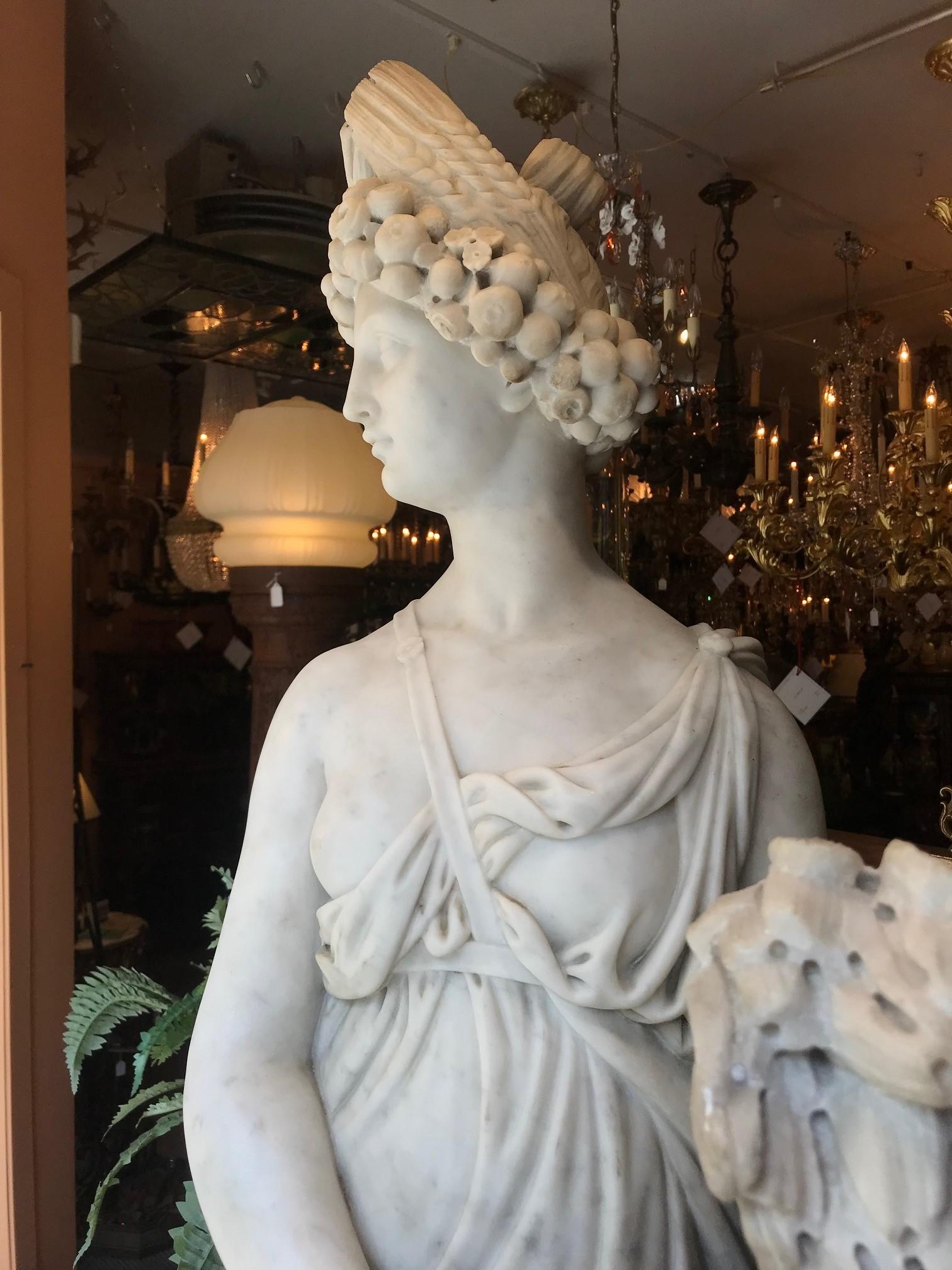Near Life-Sized Italian White Marble Figure of Ceres, After the Antique 8