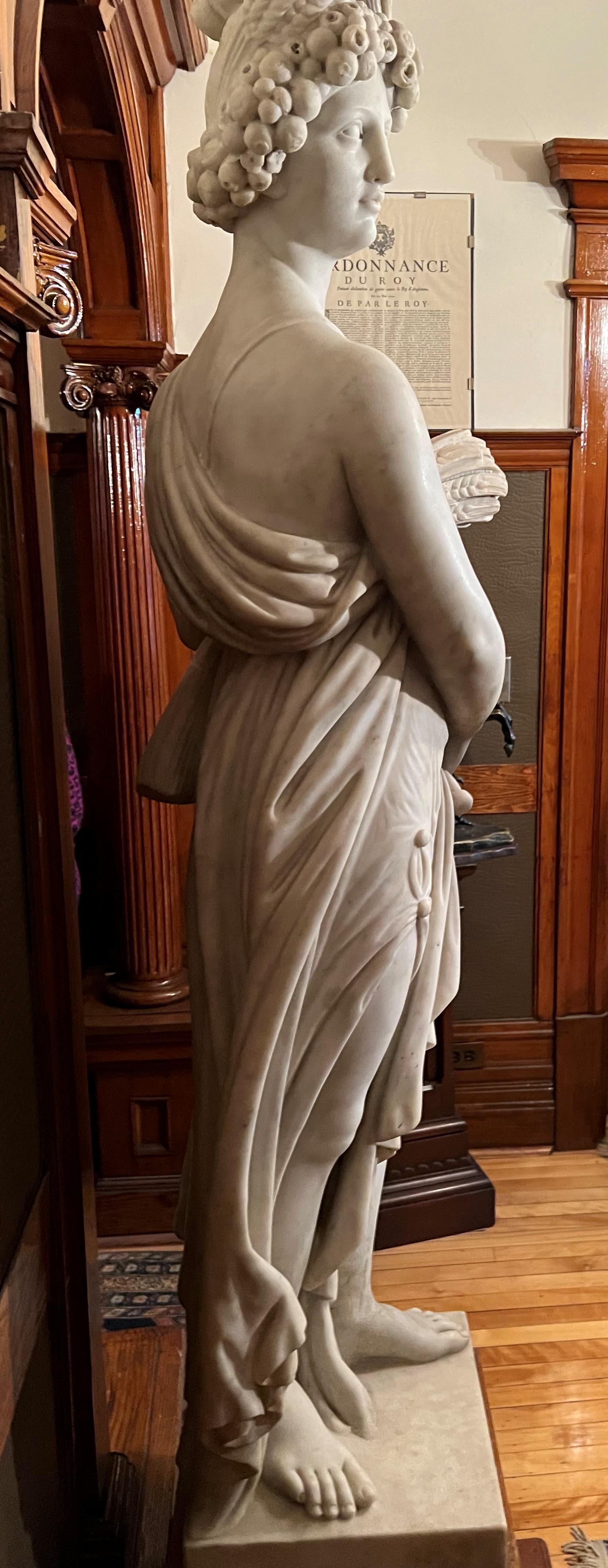 Hand-Carved Near Life-Sized Italian White Marble Figure of Ceres, After the Antique