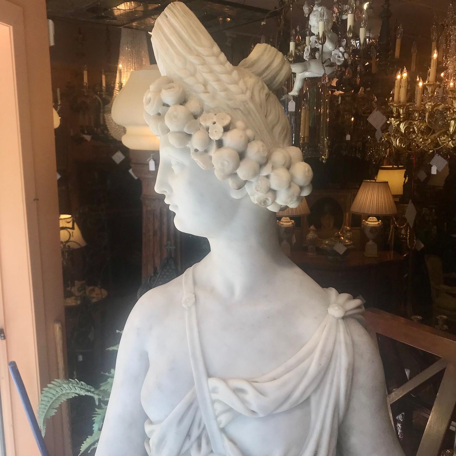 Near Life-Sized Italian White Marble Figure of Ceres, After the Antique 1