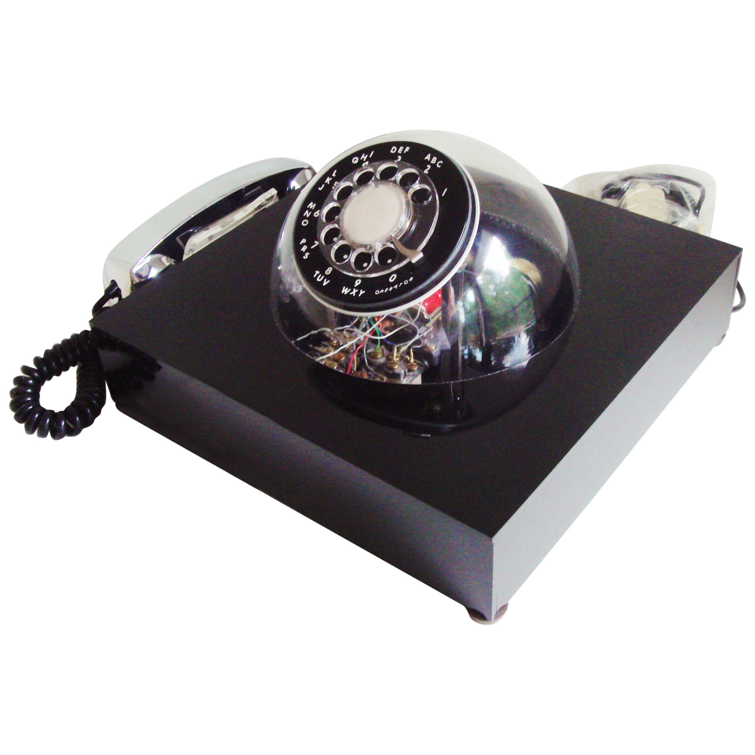 Near Mint American Space Age Rotary Dial, Teledome Desk Phone by TeleConcepts For Sale