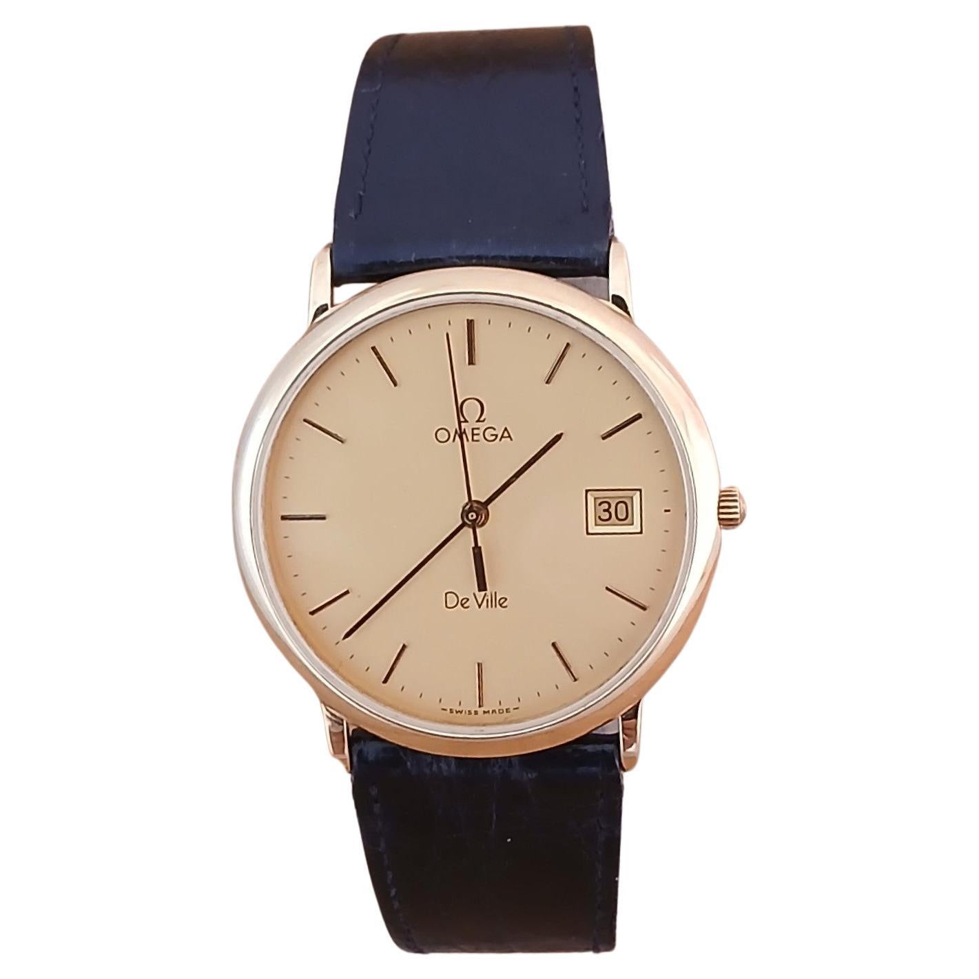 NEAR MINT OMEGA De Ville MD-19603121 Golden Dial ALL Original With Sticke