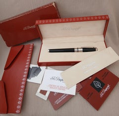 Near Mint S.T. Dupont Olympio Largest Size Fountain Pen 18kt Nib Complete Set