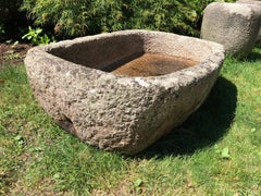 Near-Oval 18th Century Hand-Carved Cornish Granite Trough