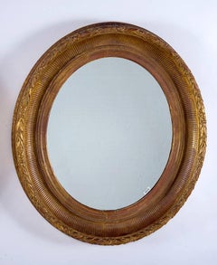 Near Pair 19th Century Carved Gilt Wood and Gesso Mirrors