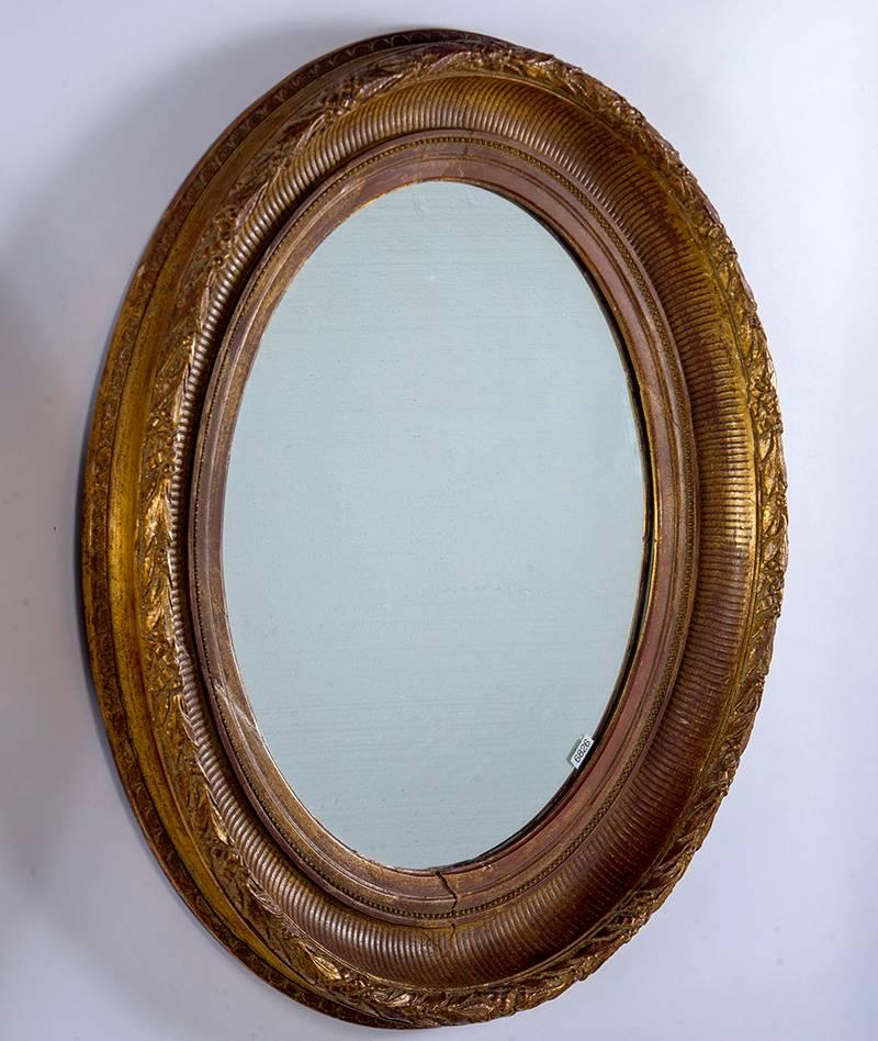 Near Pair 19th Century Carved Gilt Wood and Gesso Mirrors In Good Condition For Sale In Troy, MI