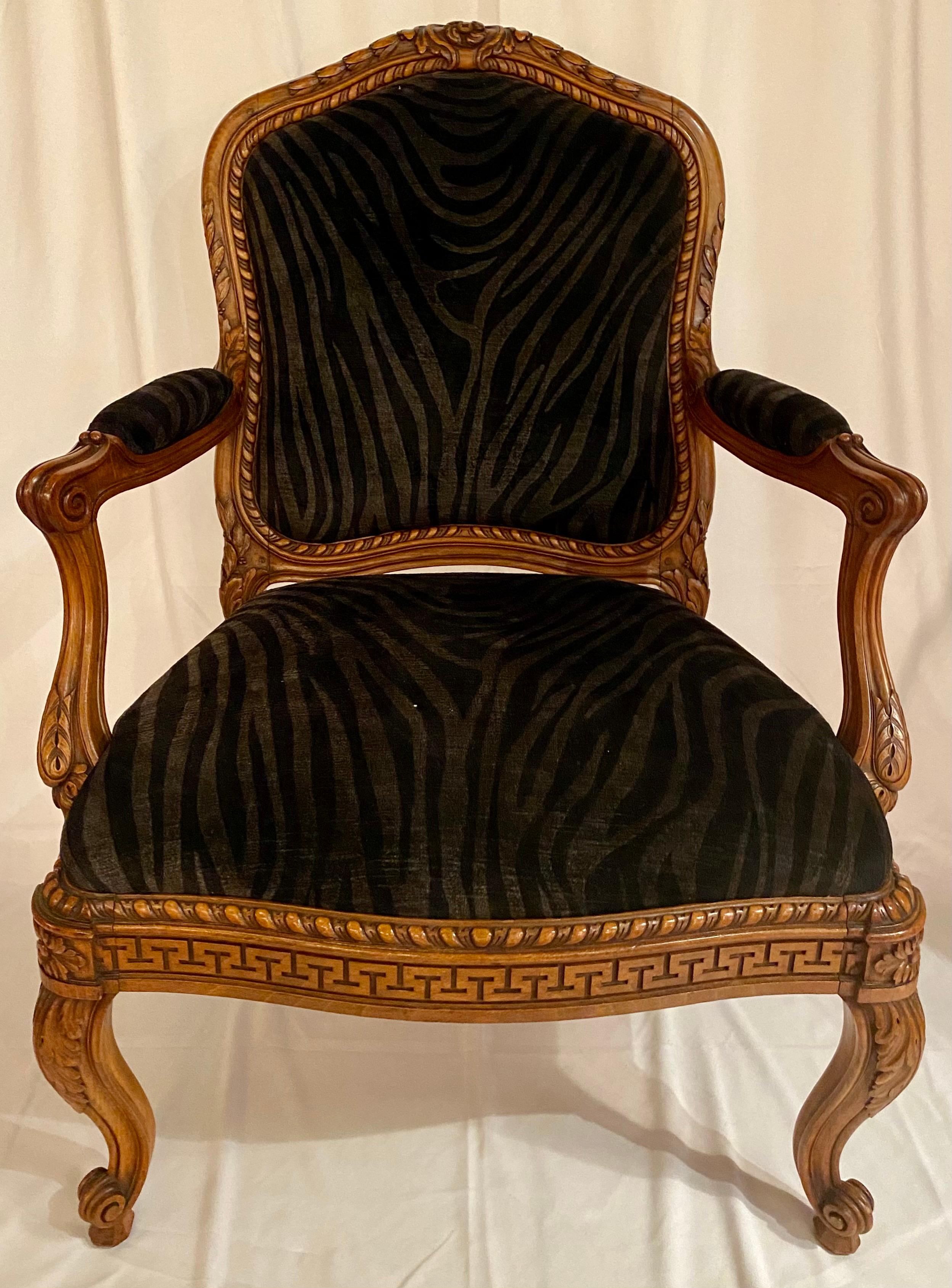 Near Pair of Antique French Carved Walnut Armchairs, circa 1890 3