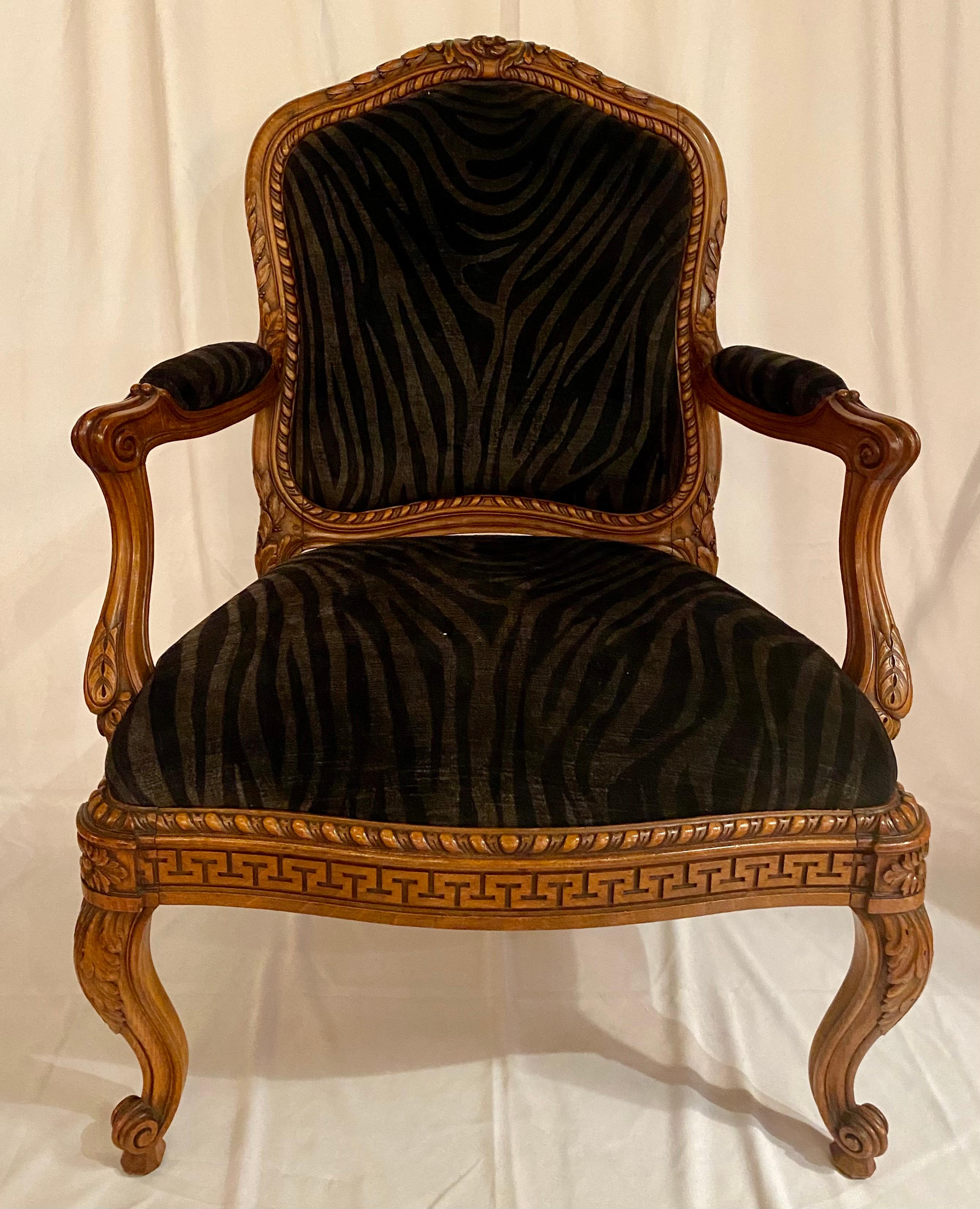 Near Pair of Antique French Carved Walnut Armchairs, circa 1890 4
