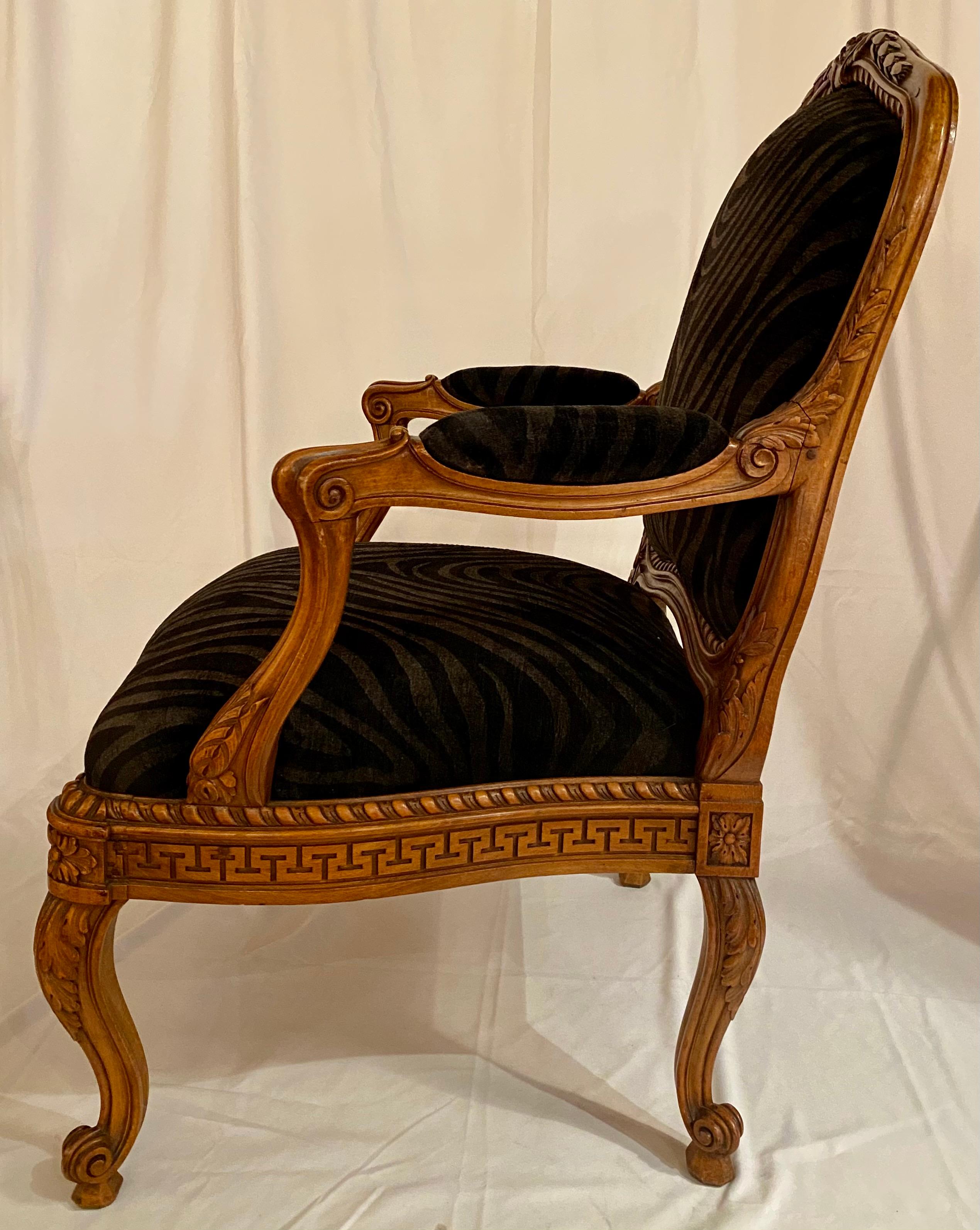Near Pair of Antique French Carved Walnut Armchairs, circa 1890 5