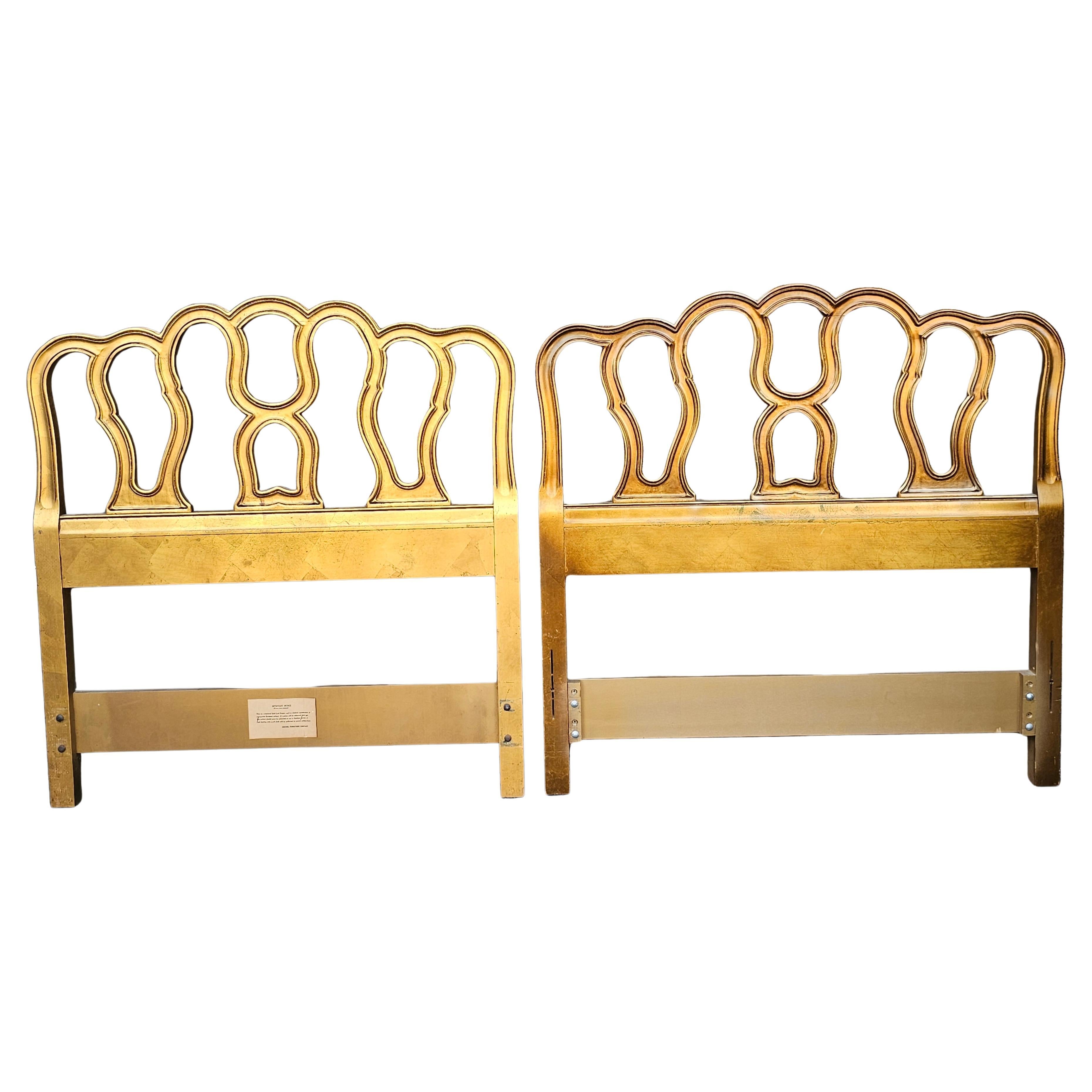 Near Pair Drexel Mid Century Provincial Style Giltwood Twin Size Headboards
