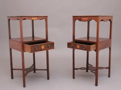 Near pair 19th Century inlaid mahogany bedside tables