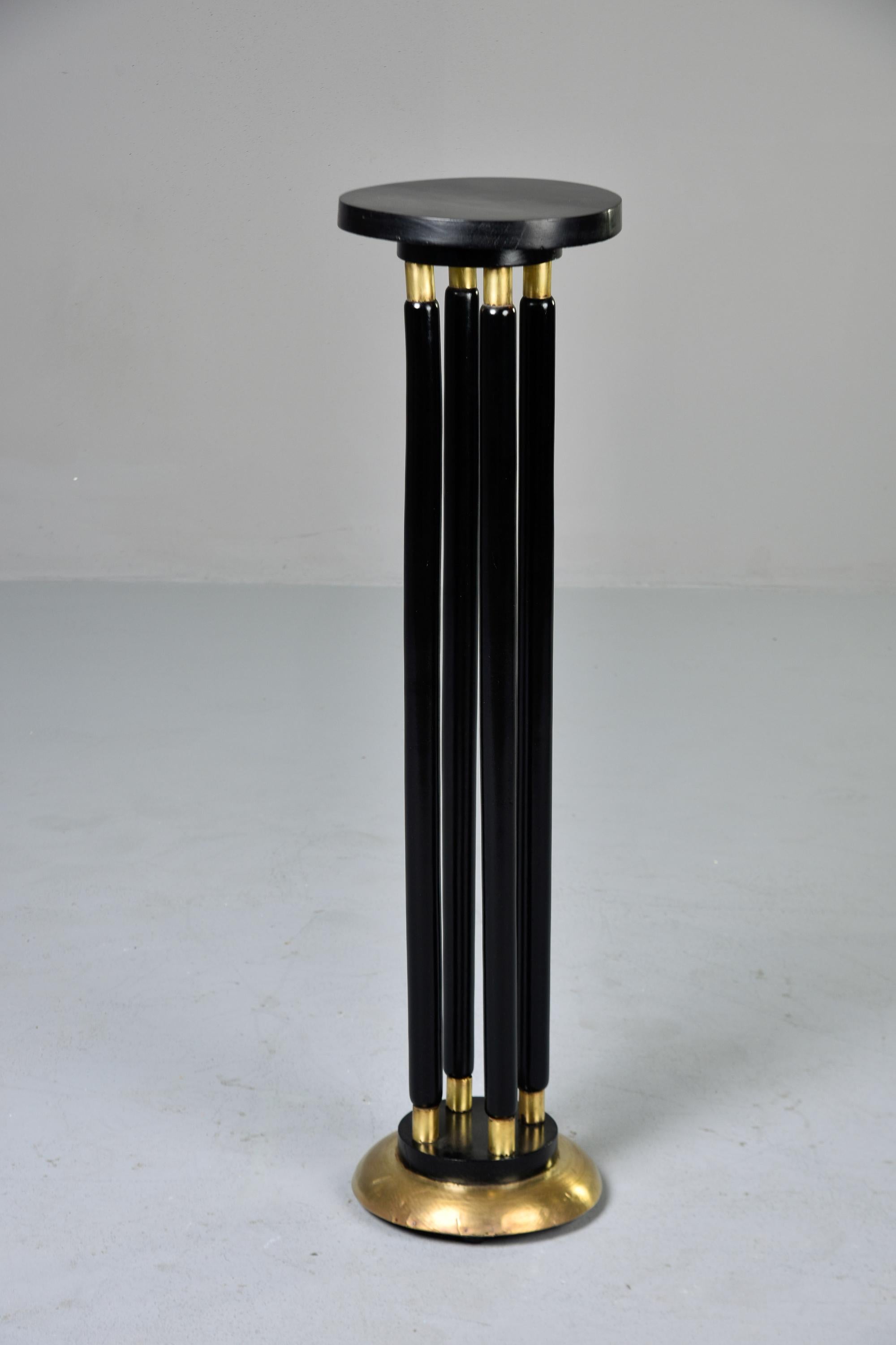 Near Pair Early 20th C Italian Ebonised Stands with Brass Trim  For Sale 5