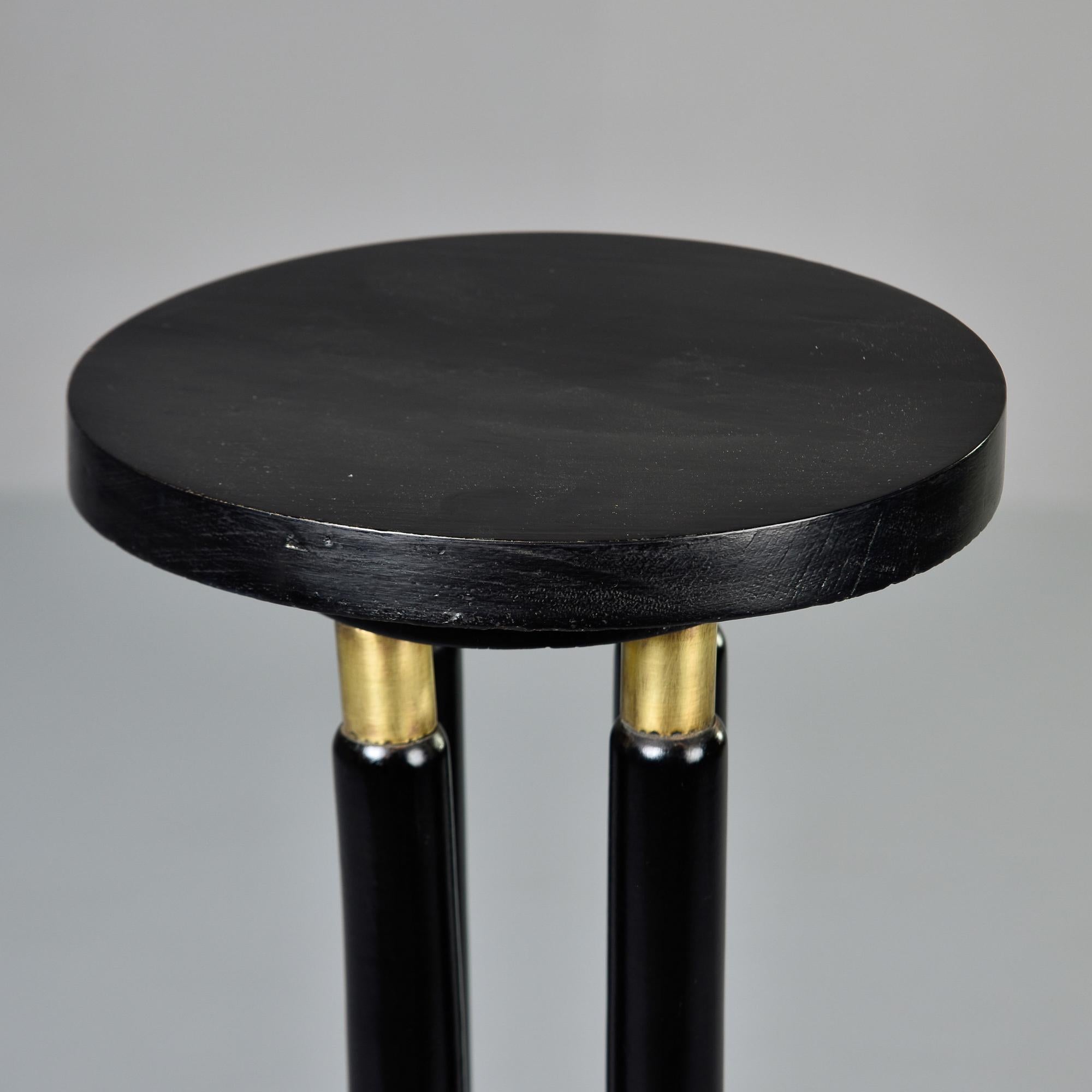 Near Pair Early 20th C Italian Ebonised Stands with Brass Trim  For Sale 7