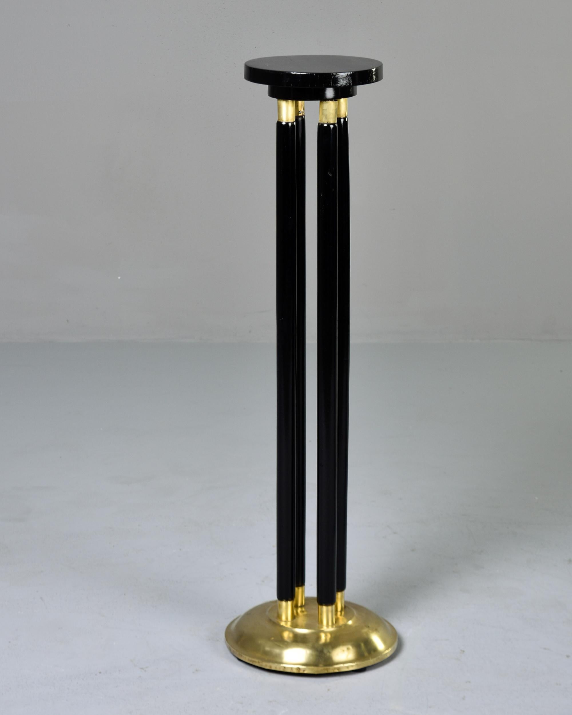 Ebonized Near Pair Early 20th C Italian Ebonised Stands with Brass Trim  For Sale