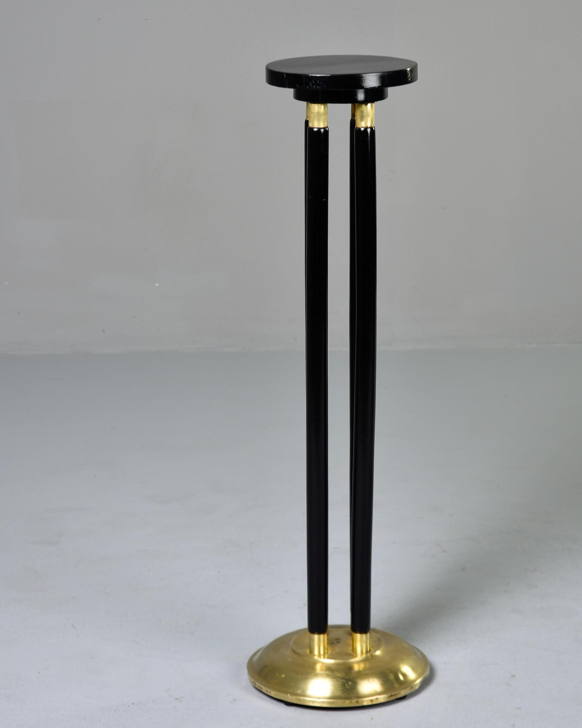 Near Pair Early 20th C Italian Ebonised Stands with Brass Trim  In Good Condition For Sale In Troy, MI