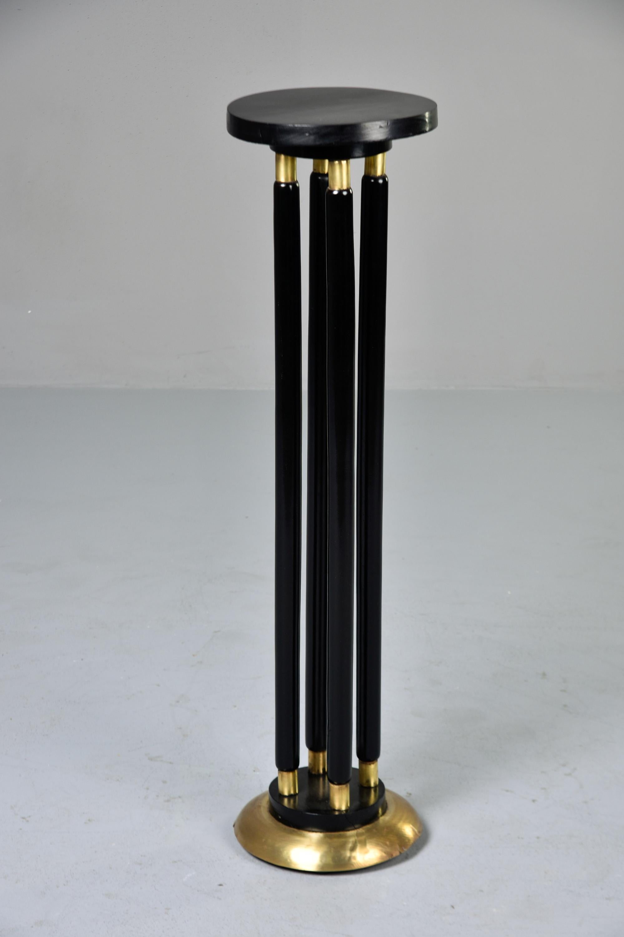 Near Pair Early 20th C Italian Ebonised Stands with Brass Trim  For Sale 4