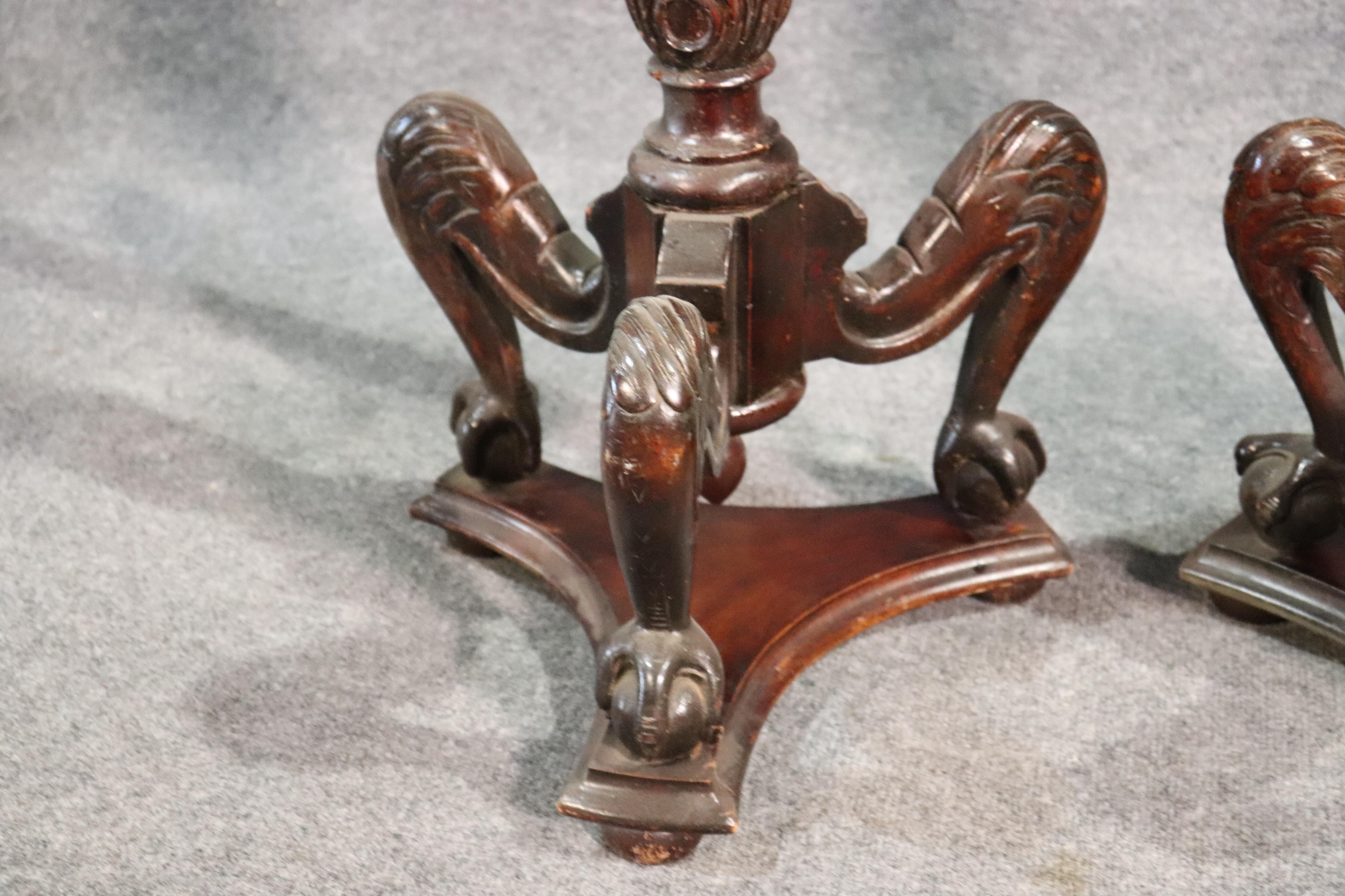 Near Pair, English Carved Mahogany Georgian Fluted Claw Foot Candle Stands 2