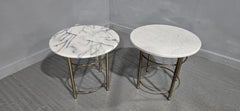 Near Pair French Marble Side Tables