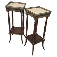 Antique Near Pair French Marble Stands