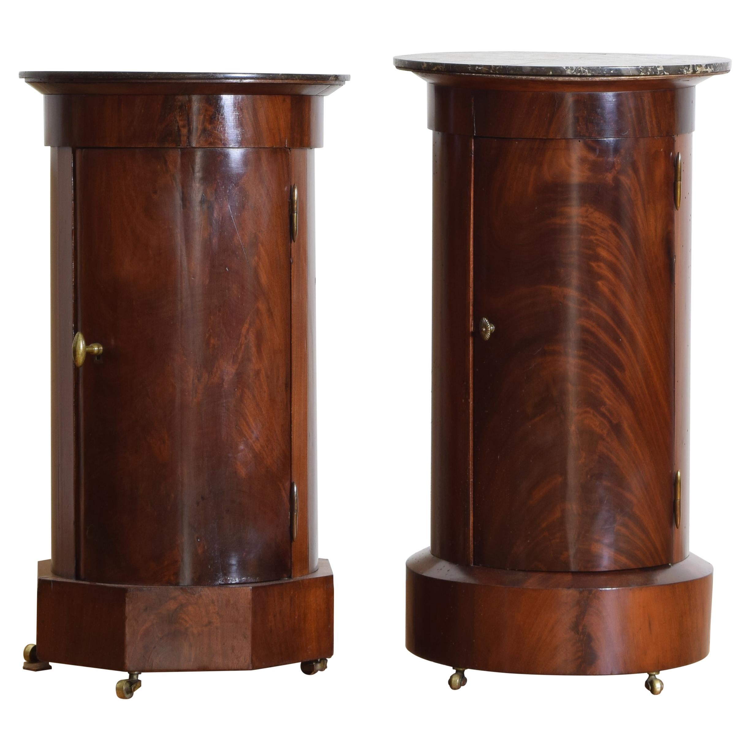 Italian Neoclassic Mahogany and Marble Top Hexagonal Pedestal