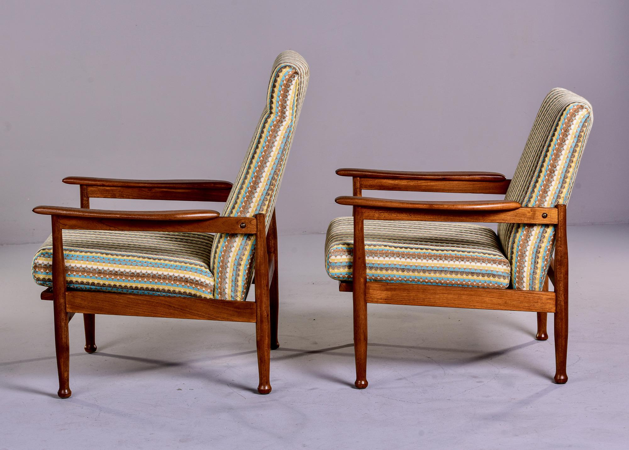 Near Pair Mid Century Scandinavian Reclining Elm Chairs For Sale 5