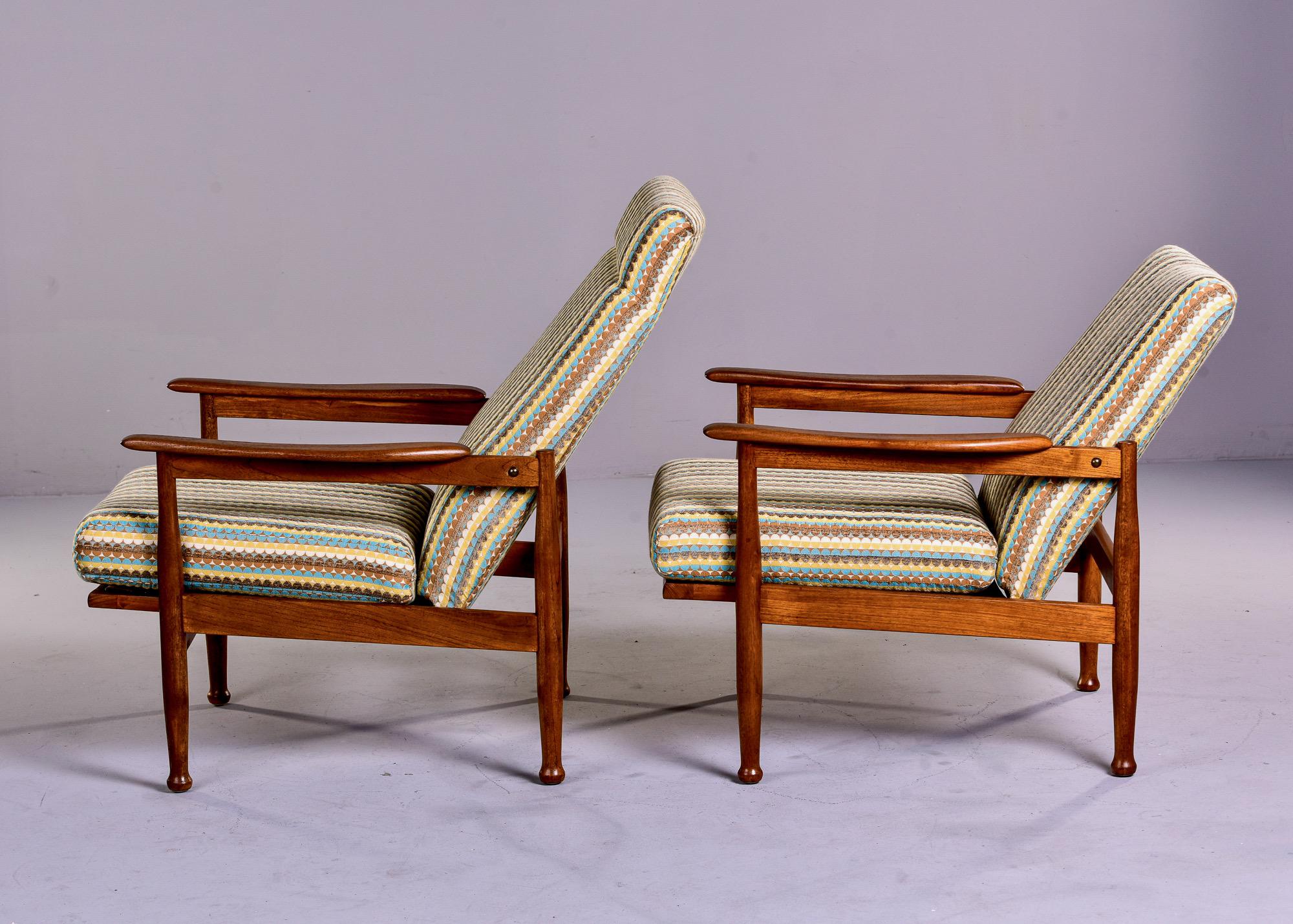 Near Pair Mid Century Scandinavian Reclining Elm Chairs For Sale 6