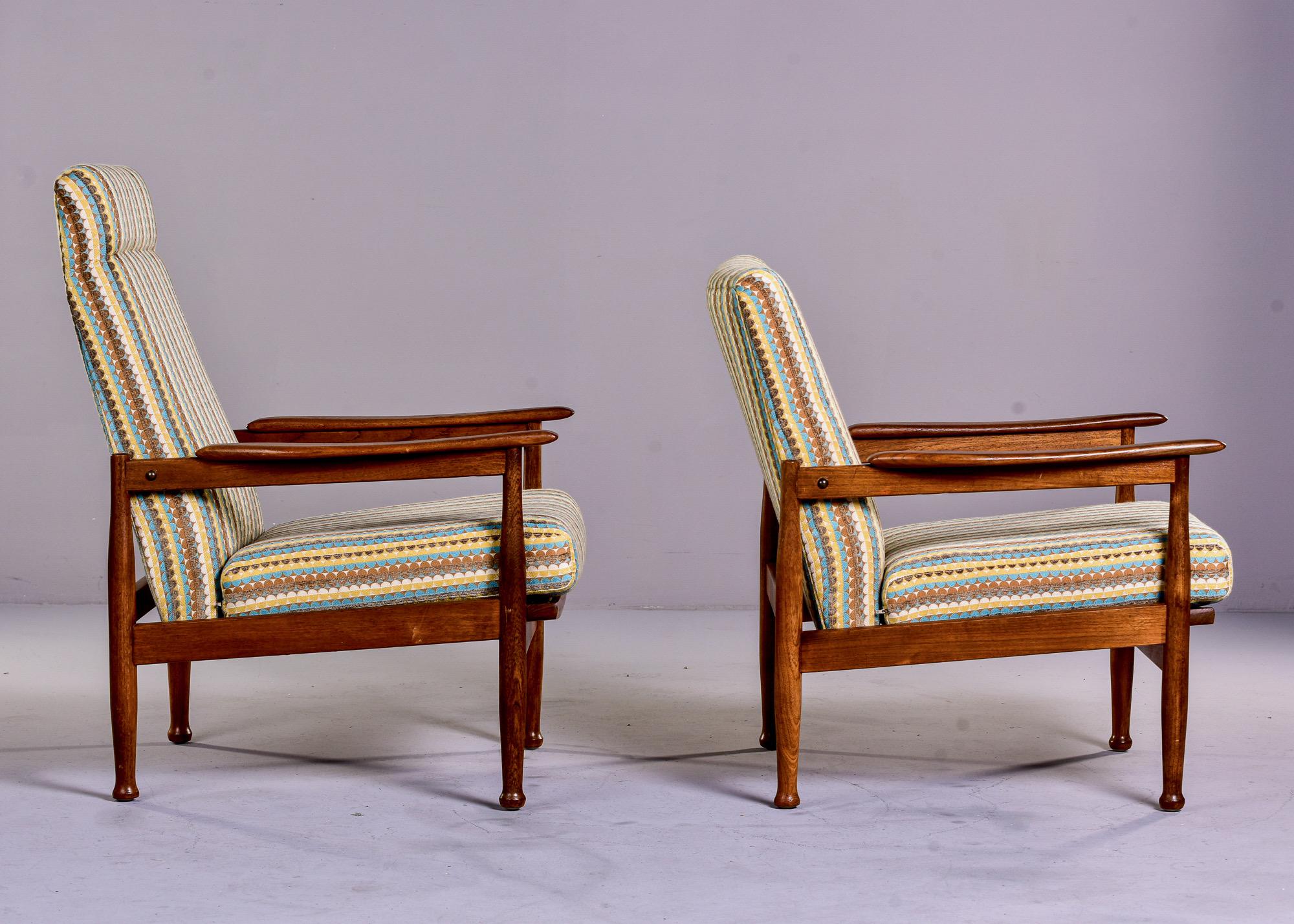 Near Pair Mid Century Scandinavian Reclining Elm Chairs For Sale 1