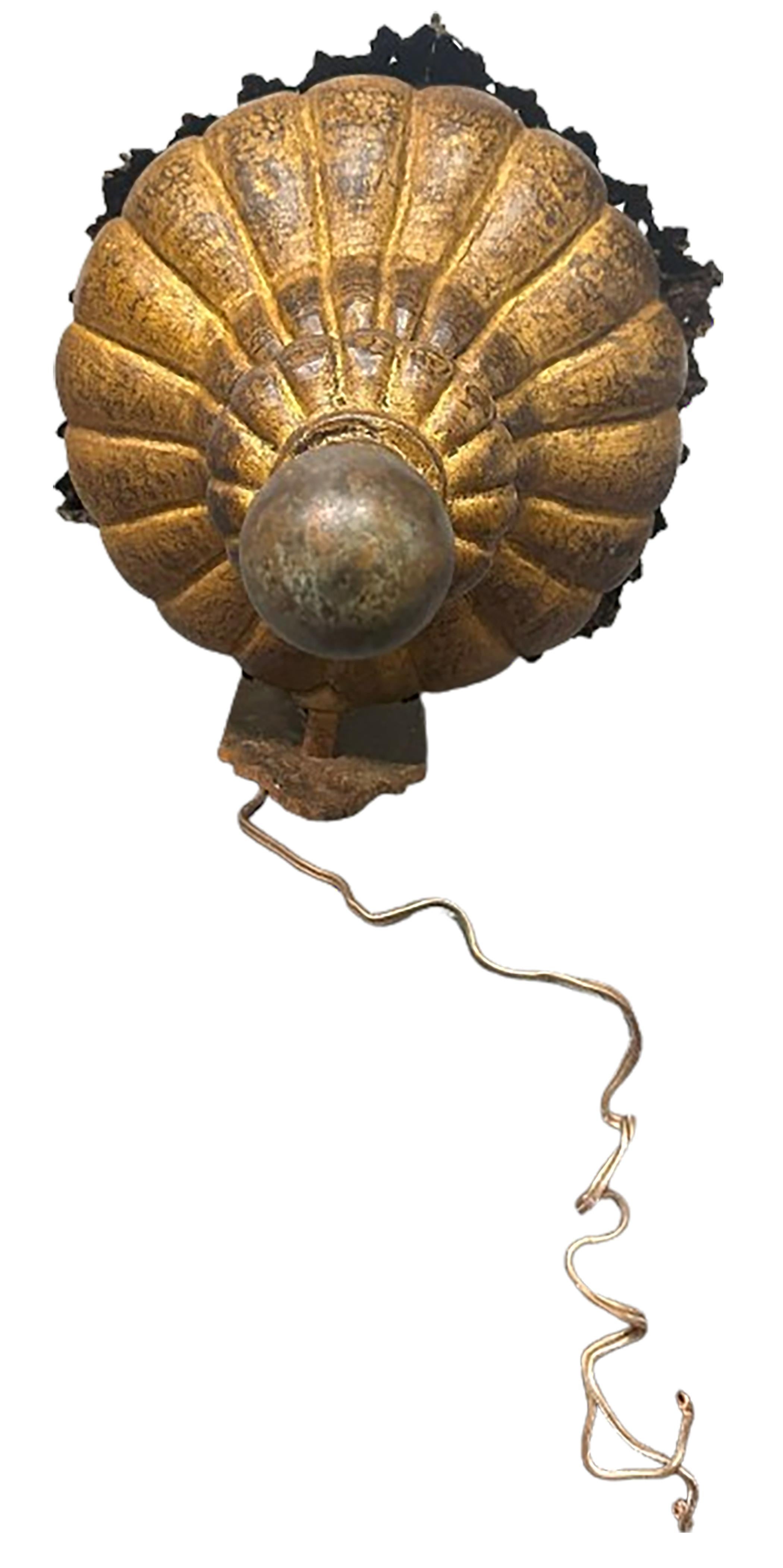 Near Pair of 17th - 18th Century Electrified Venetian Gilt Metal Lantern Sconces For Sale 4