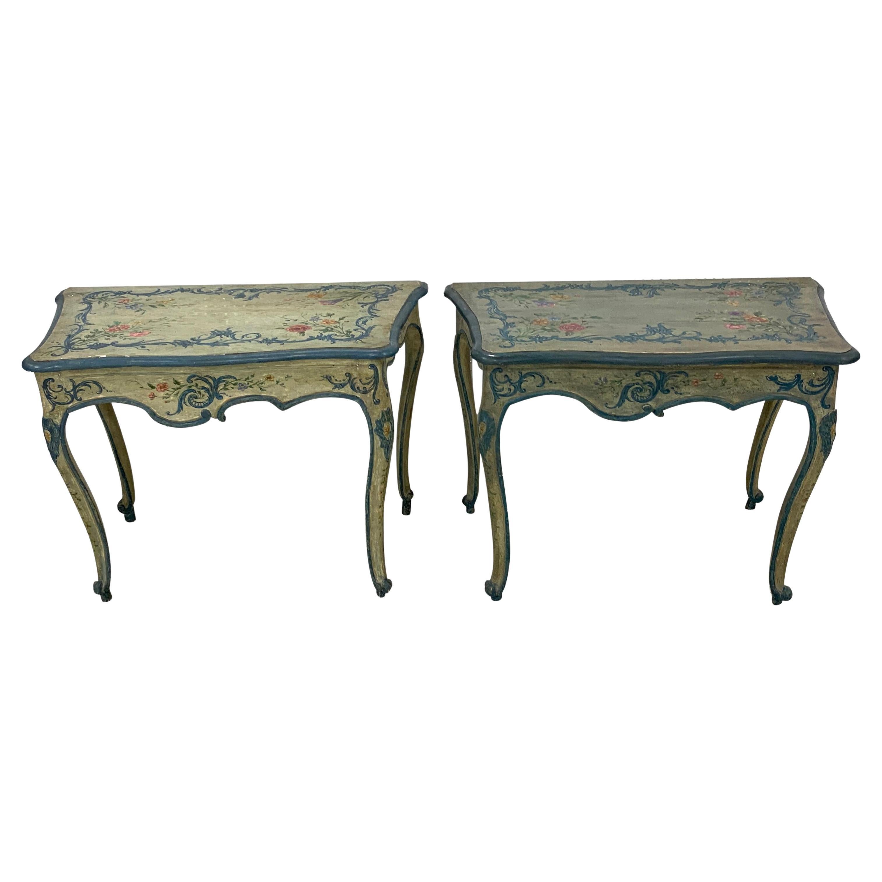 Near Pair of 18th-19th Century Painted Italian Console Tables, François Coty