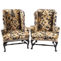Near Pair of 18th Century Queen Anne Wing Chairs