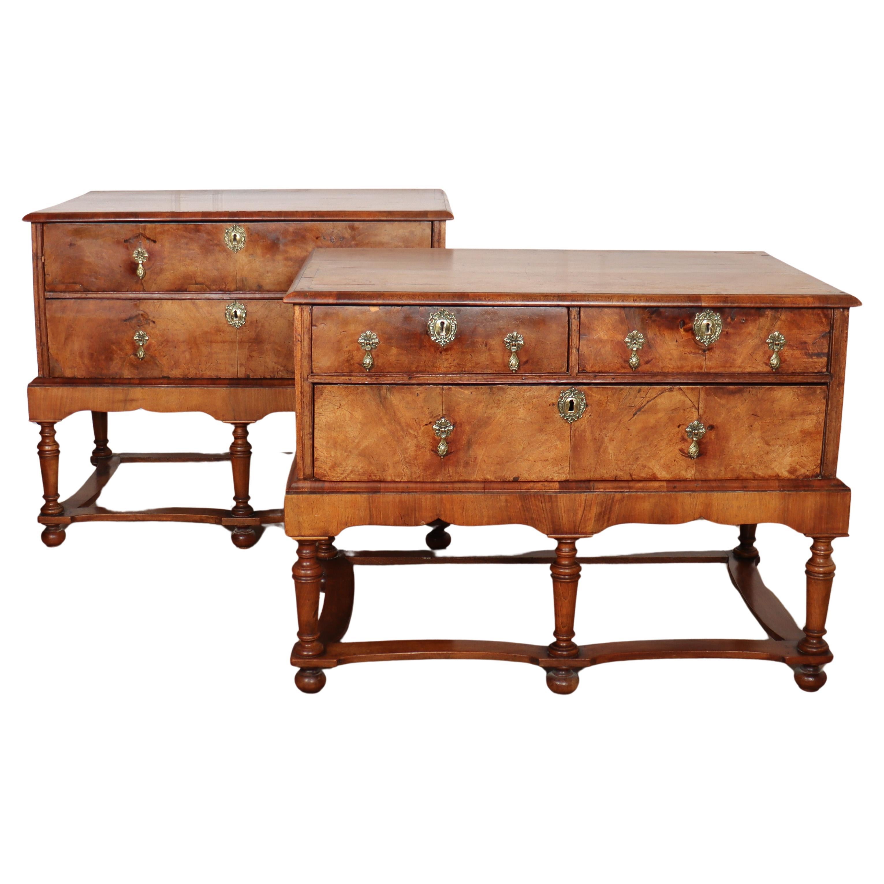 Near Pair of 18th Century Walnut Commodes For Sale